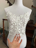 Off White Venetian Guipure Chemical Water Soluble Lace Cami Bodice Applique Floral Tube Top Motif Overlay for T-Shirt Gowns Crafts