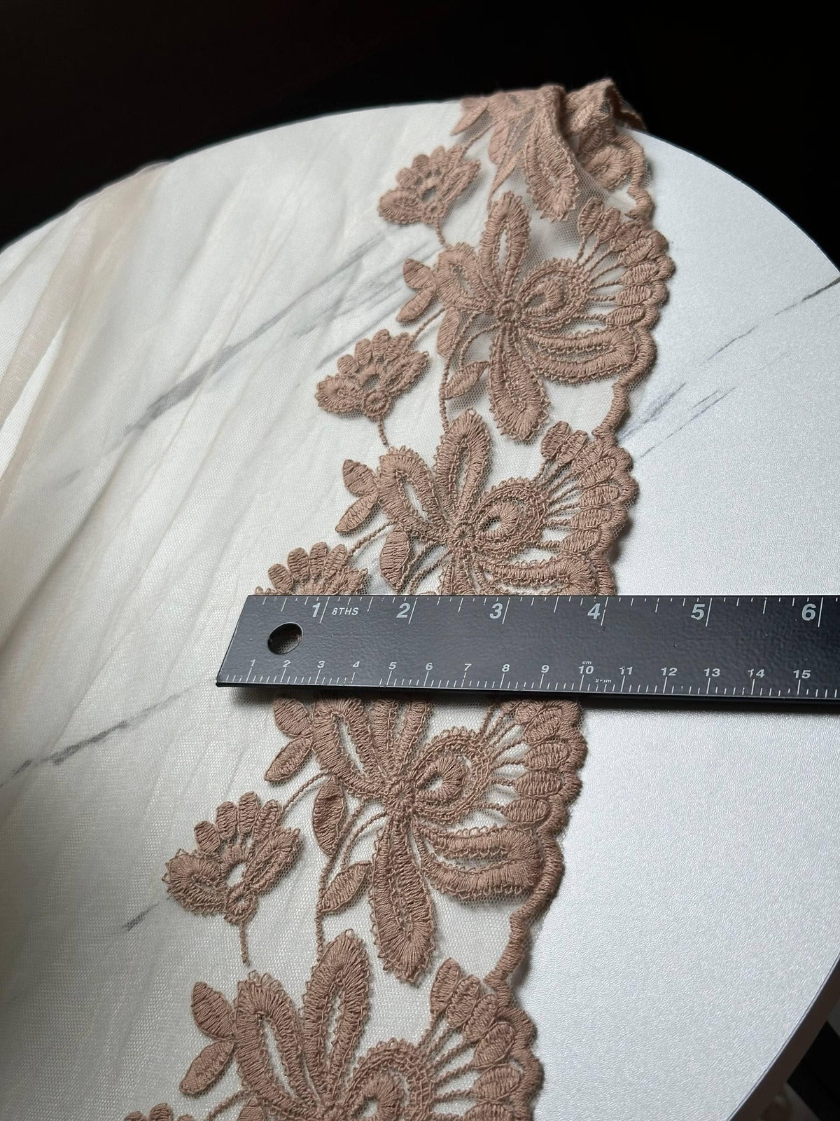 Champagne Gold Embroidered Organza Wide Lace Trim by Yard, Bedspread Bed Skirt Veil Scallop Border, 13", Retail Wholesale Bulk