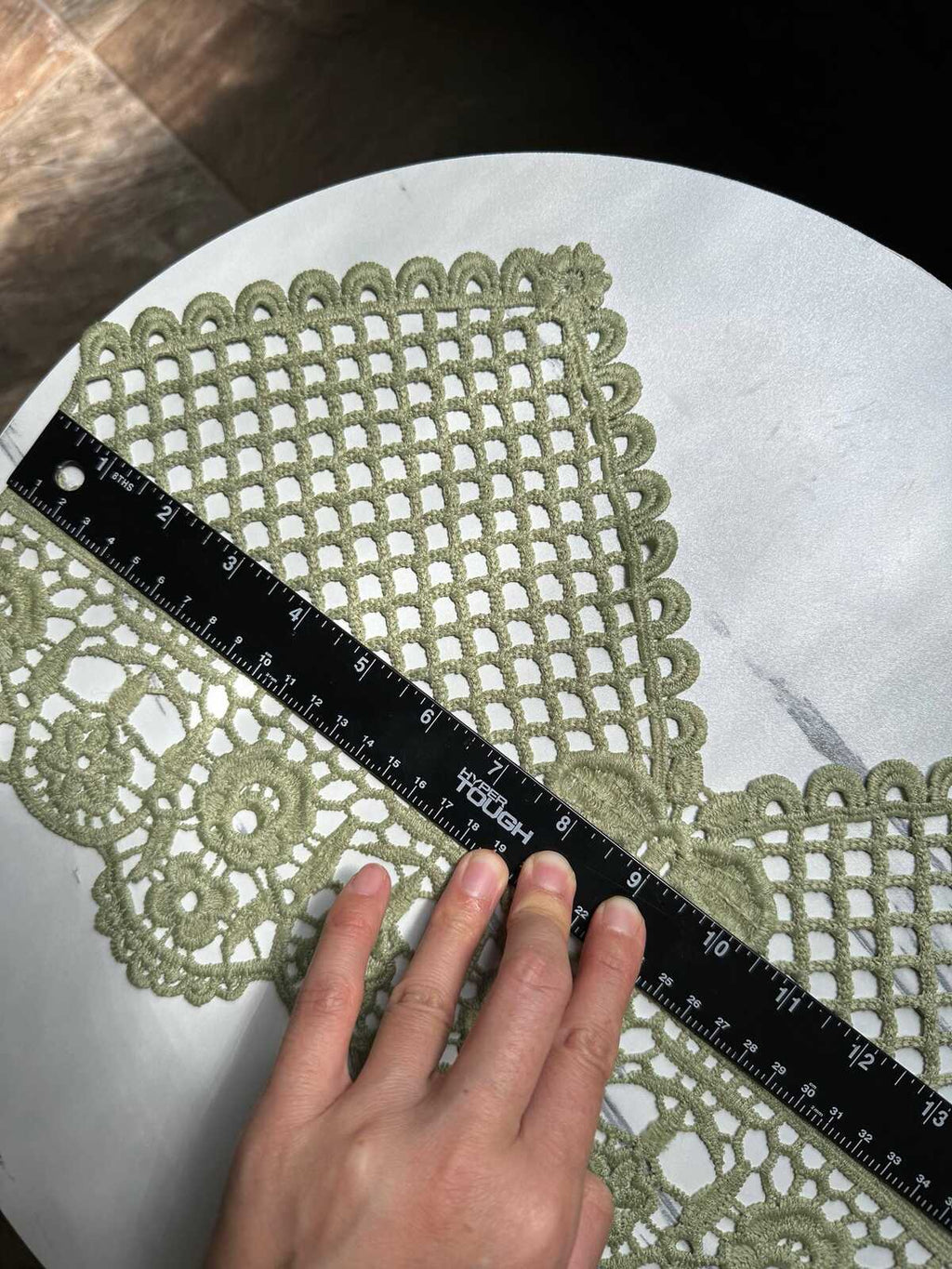 Muted Sage Green Guipure Water Soluble Lace Bodice Applique Motif Butterfly Floral Embroidered Front Panel for Camisole Blouse Sewing, 18"