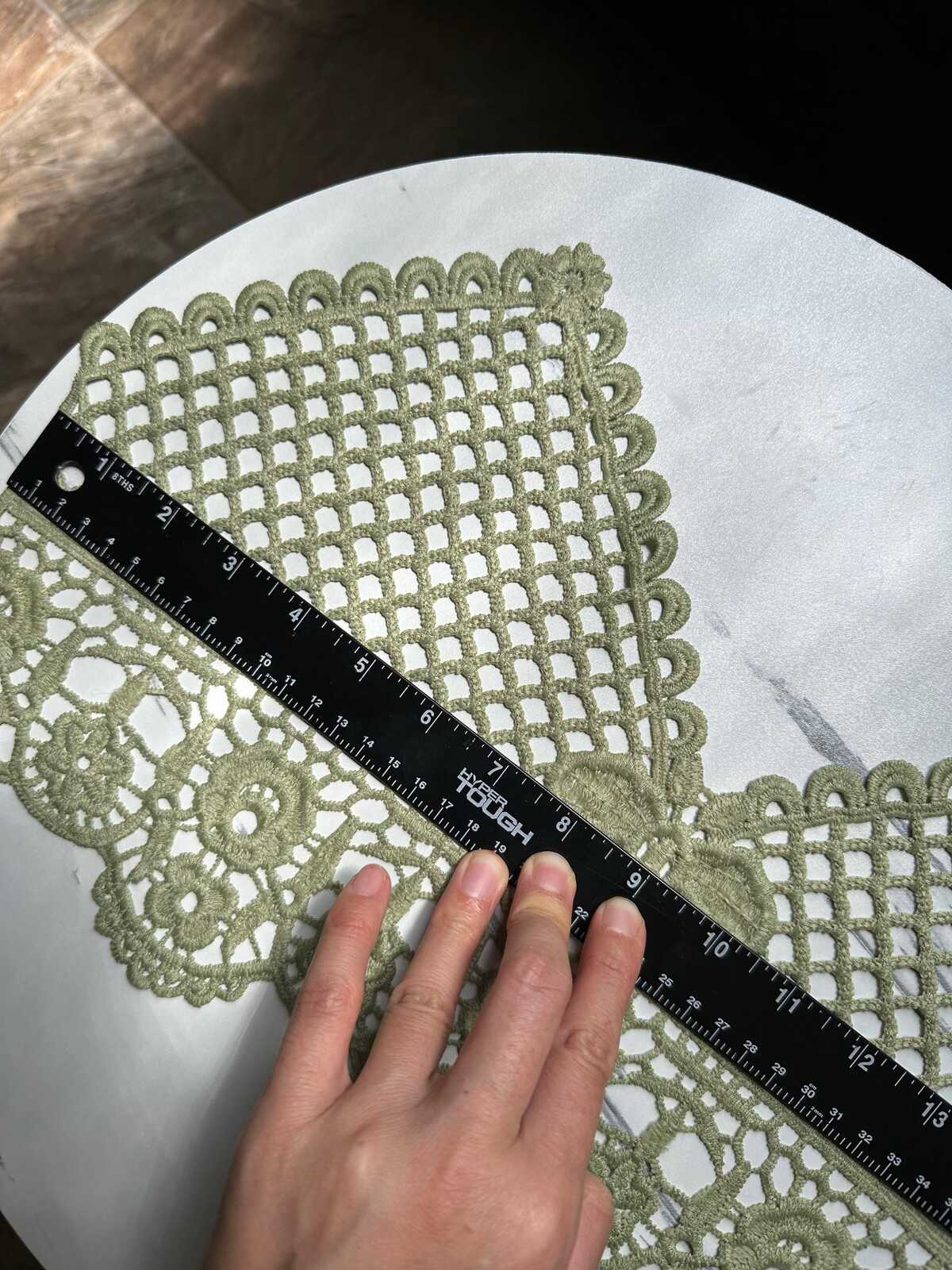 Muted Sage Green Guipure Water Soluble Lace Bodice Applique Motif Butterfly Floral Embroidered Front Panel for Camisole Blouse Sewing, 18"