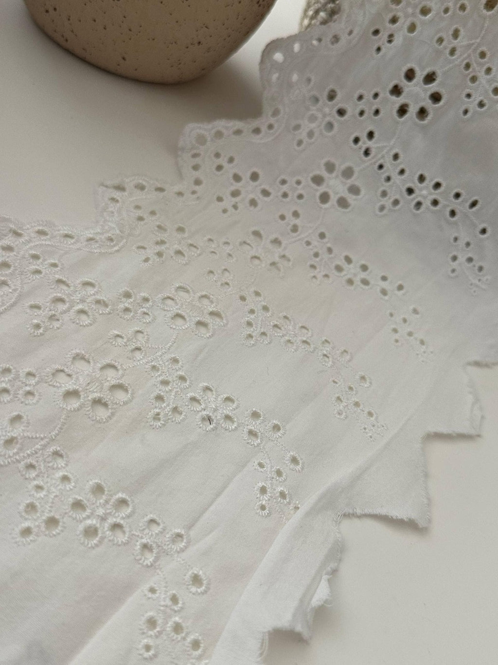 1Yard White Cotton Eyelet Lace Trim, 6" Wide Embroidered Ribbon, Bulk Clearance Coquette Y2K Lace, Garment Trim, DIY Sewing,Retail Wholesale