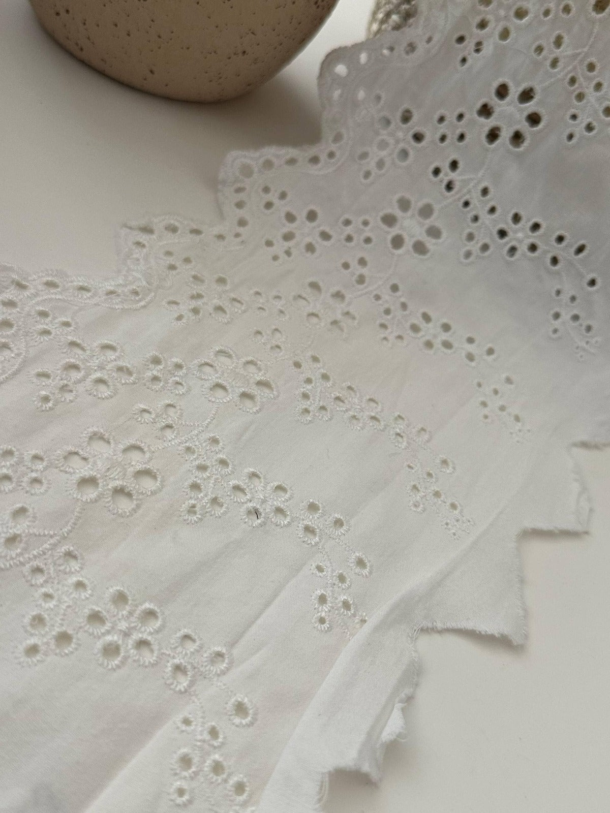 1Yard White Cotton Eyelet Lace Trim, 6" Wide Embroidered Ribbon, Bulk Clearance Coquette Y2K Lace, Garment Trim, DIY Sewing,Retail Wholesale