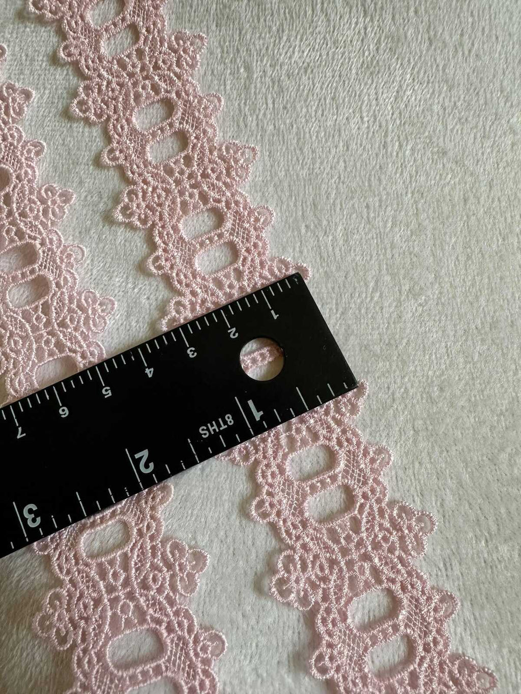 1.1" Pink Guipure Beading Lace Trim Water Soluble Embroidered Ribbon Thread Me Through Slot for Lingerie Gowns Dolls Crafts Sewing