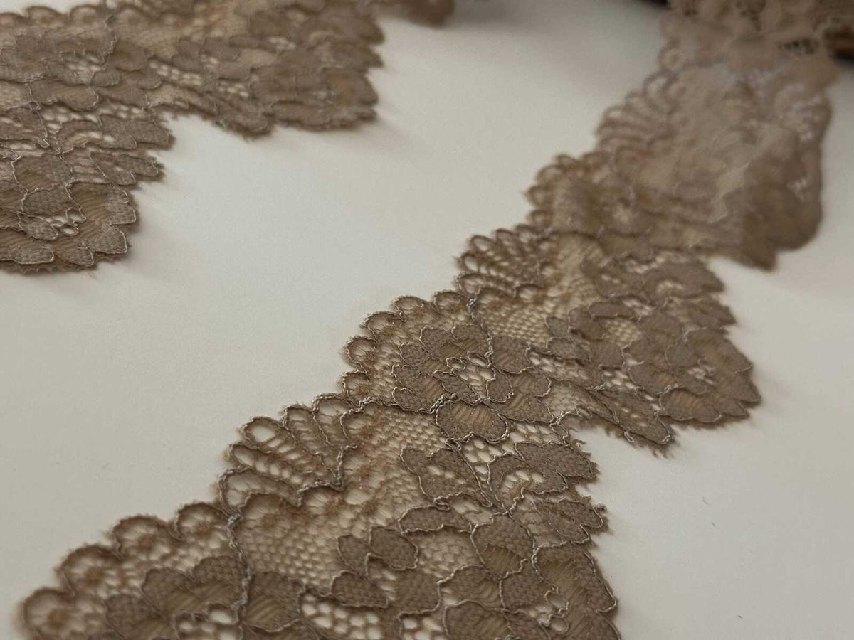 10yds Taupe Floral Stretch Lace, 2" Elastic Ribbon, Bulk Clearance Coquette Y2K Lace, Lingerie Lace, DIY Sewing, Retail Wholesale