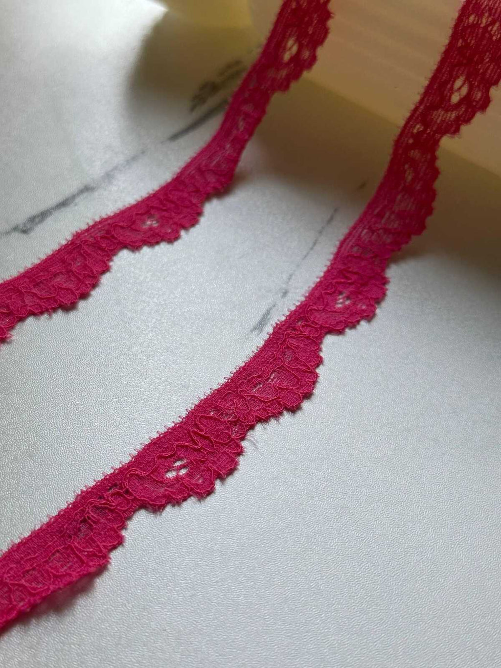 10yds Hot Pink Stretch Lace Trim, 0.5" Elastic Ribbon, Bulk Clearance Coquette Y2K Lace, Lingerie Lace, DIY Sewing, Retail Wholesale