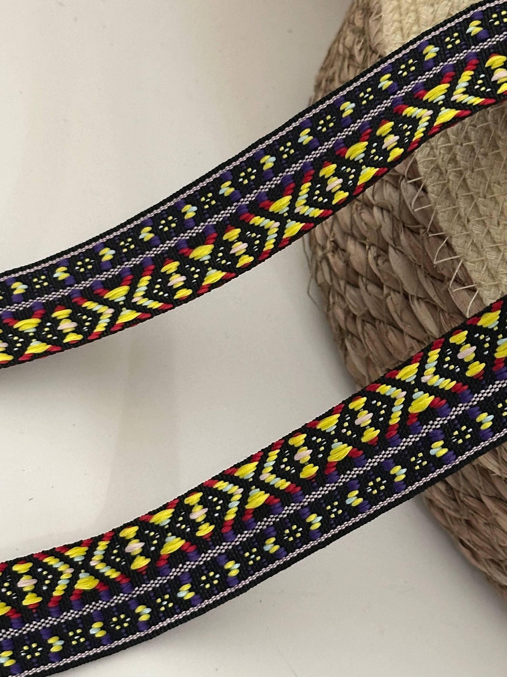 5Yds Non-Stretch 1" Tribal Jacquard Ribbon Trim, Boho Vintage Craft Wholesale