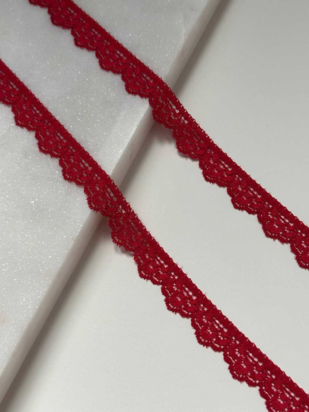 10yds  Red Stretch Lace Trim by Yard, 0.6" Narrow Elastic Ribbon, Coquette Y2K Lace, Lingerie Lace, DIY Sewing Craft, Retail Wholesale