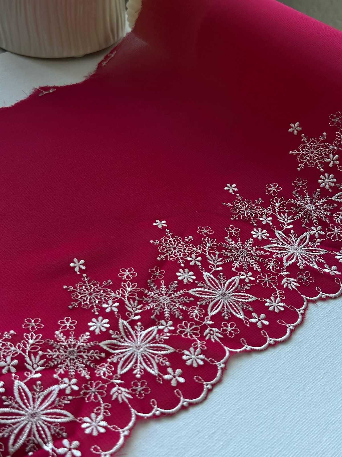 1Yd 9" Burgundy Wine Snowflake Floral Embroidered Mesh Lace Wholesale