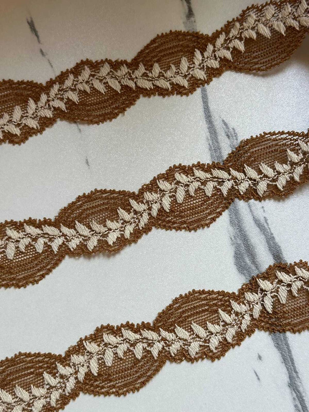 10yds Soft Mustard Gold Leaf Embroidery Stretch Lace Trim by the Yard, Narrow Elastic Ribbon for Coquette Crafts, 1", Retail Wholesale Bulk