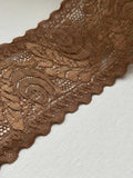 3Yds Stretch 3.3" Bronze Metallic Gold Brown Floral Stretch Lace Trim Wholesale