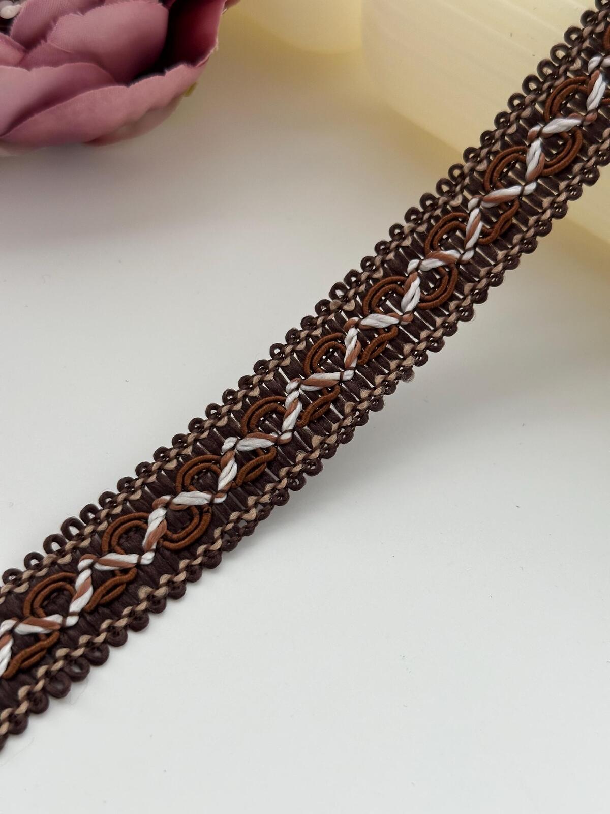 6Yds Non-Stretch 0.8" Dark Brown Woven Braided Gimp Scroll Trim Ribbon Wholesale