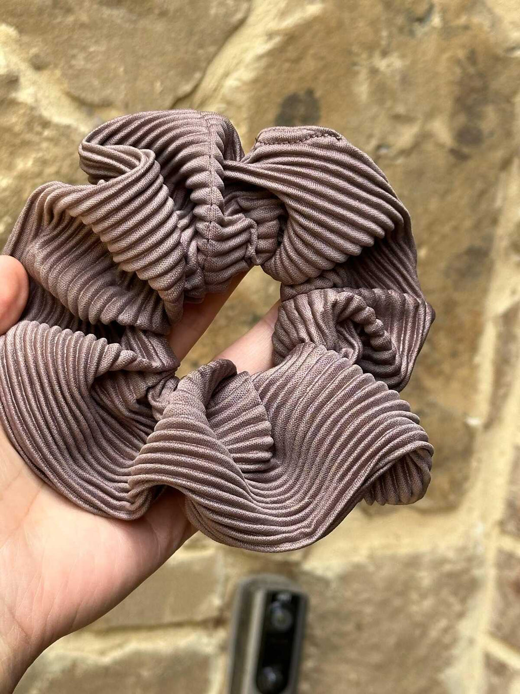 2pcs Pleated Satin Scrunchie Large Fluffy Hair Cloud - Creamy Mocha Dusty Mauve Hair Tie, Coquette Aesthetic Academic Satin
