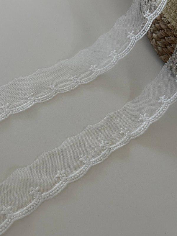 10yds White Mesh Floral Lace, 1.3" Embroidered Ribbon, Bulk Clearance Coquette Y2K Lace, Garment Trim, DIY Sewing, Retail Wholesale