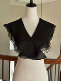 1Pc Black Chiffon Double Layer Ruffle Detachable Collar Shawl Wrap Wholesale
