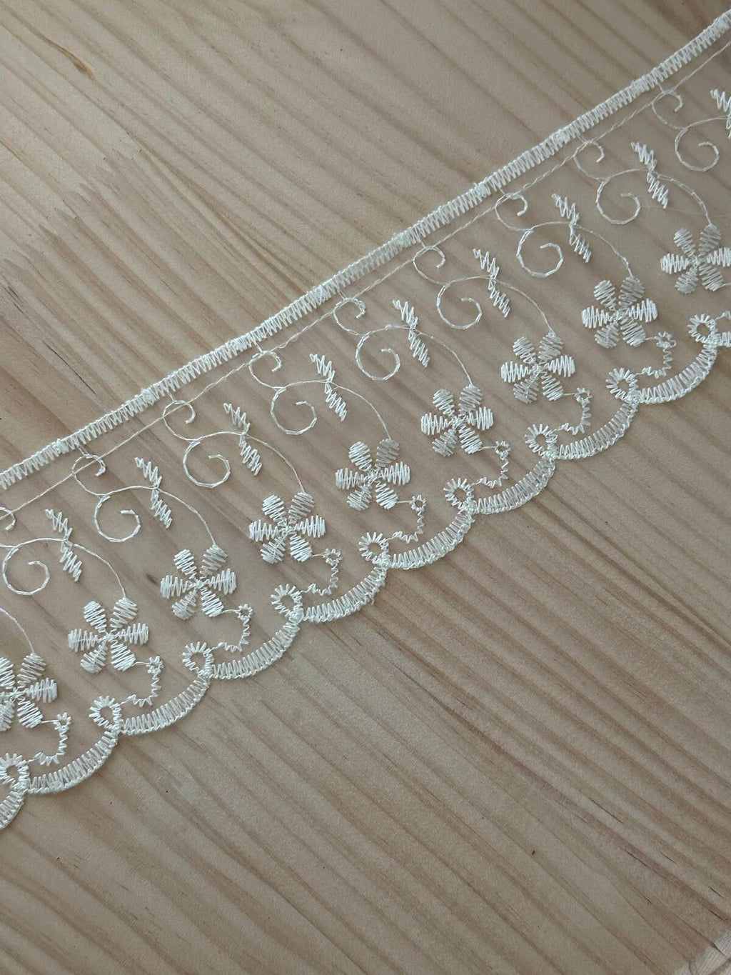 3Yds  3" White Organza Floral Embroidered Lace Trim, Wholesale