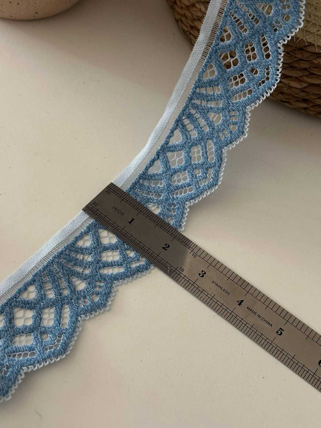 6Yds Stretch 2" Light Blue Geometric Eyelet Lace Trim, Craft Sewing Wholesale