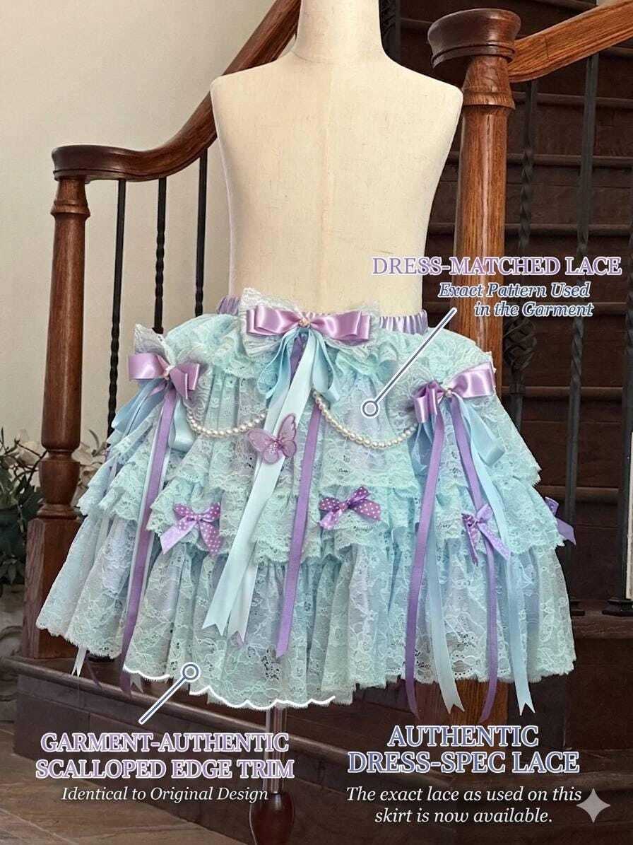 5.5" Wide Mint Floral Lace Trim, Dress-Spec Soft Stretch Lace by the Yard, Authentic Garment Lace for Lolita Skirts, Coquette Doll Dress