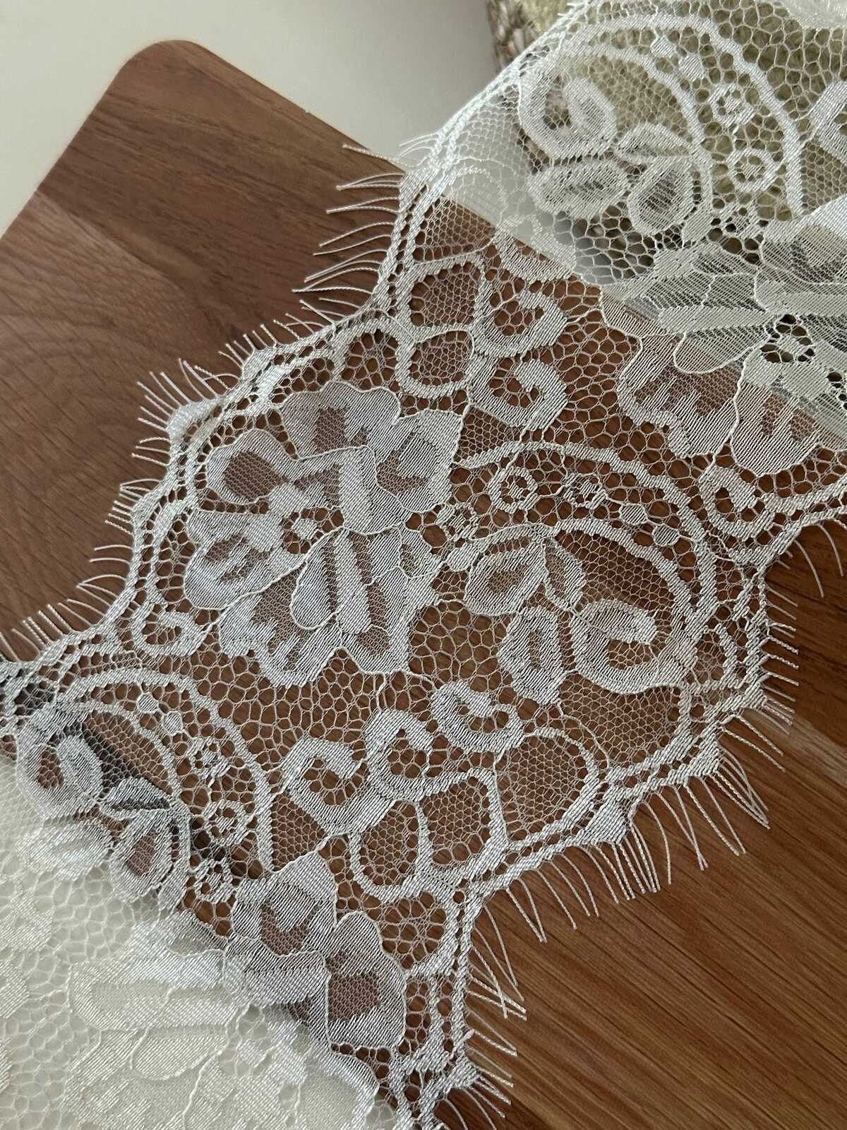 3Yds White Non-Stretch Eyelash Lace, 5" Chantilly Trim, Bulk Clearance Coquette Y2K Lace, Bridal Lace, Garment Trim, Retail Wholesale