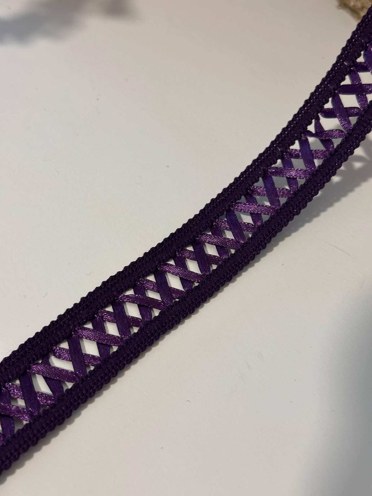 10Yds Non-Stretch 0.9" Dark Purple Woven Satin Ribbon Braid Trim,  Wholesale