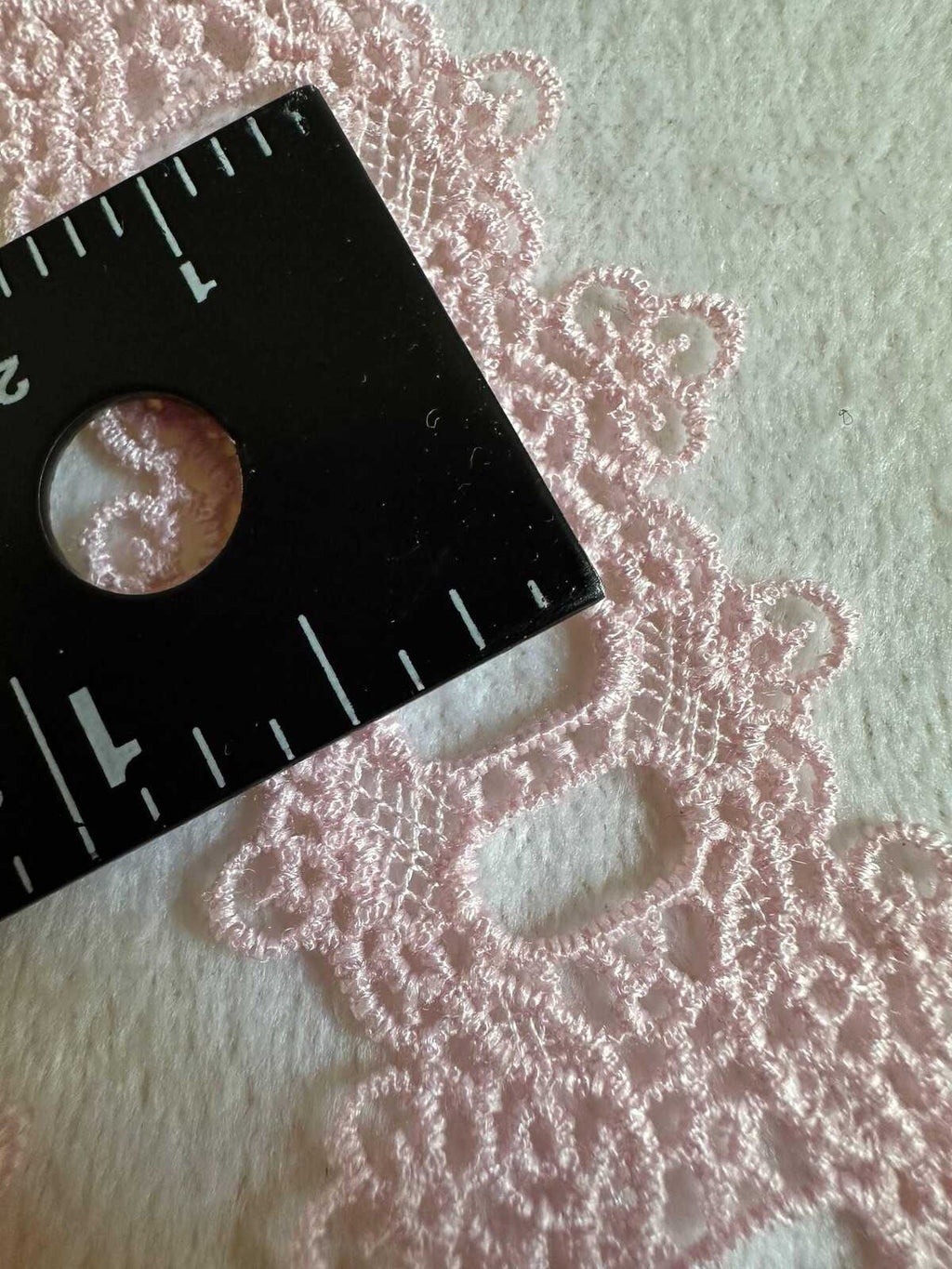 1.1" Pink Guipure Beading Lace Trim Water Soluble Embroidered Ribbon Thread Me Through Slot for Lingerie Gowns Dolls Crafts Sewing