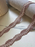 10yds  Dusty Mauve Leaf Lace Trim, 0.9" Vine Ribbon, Bulk Clearance Coquette Y2K Lace, Lingerie Lace, DIY Sewing, Retail Wholesale