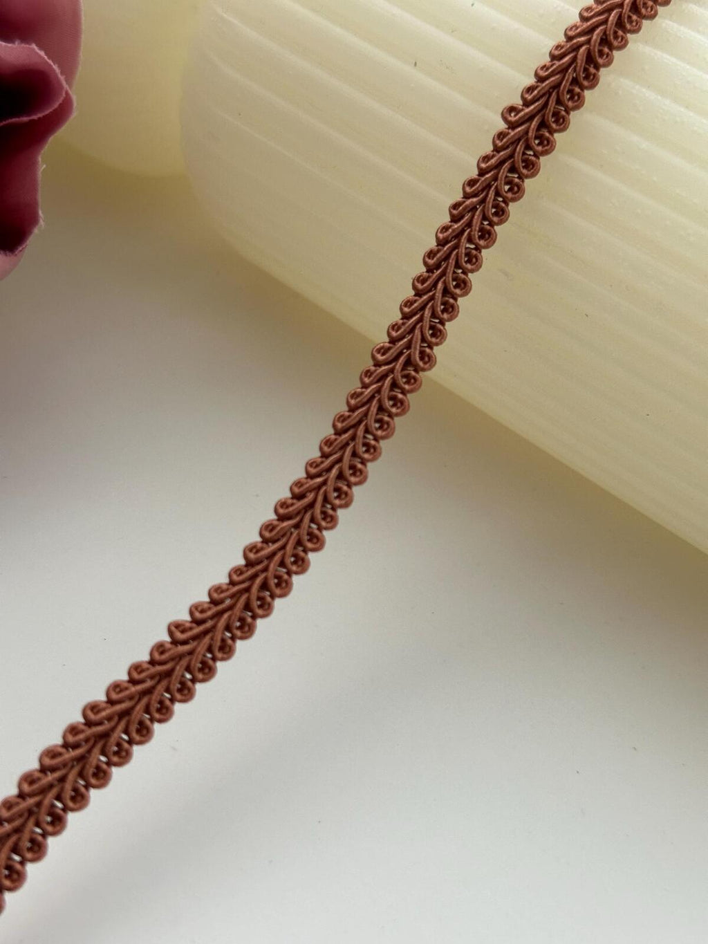 6Yds Non-Stretch 0.3" Brown Woven Braided Gimp Scroll Trim Ribbon Wholesale