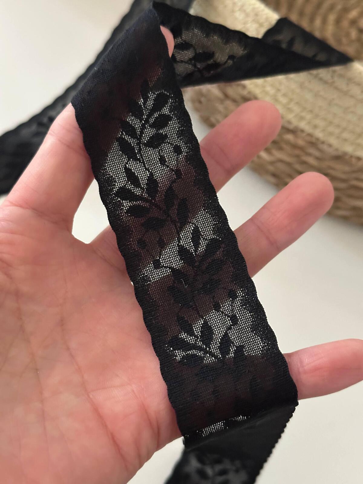 10Yds Stretch 1.3" Black Seamless Lingerie Lace Trim, Panties Sewing Wholesale