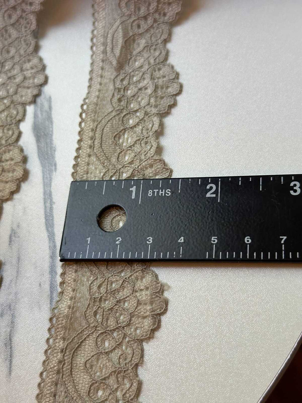 10yds Soft Muted Khaki Beige Floral Stretch Lace Trim by the Yard, Scalloped Elastic Ribbon for Coquette Crafts, 1.3", Retail Wholesale Bulk
