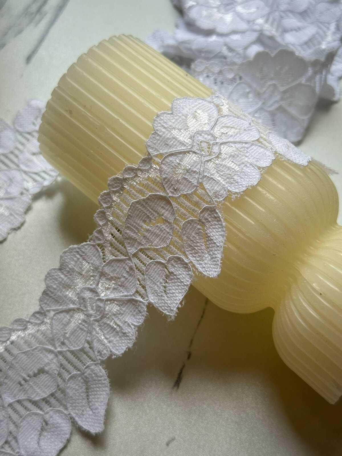 10yds White Floral Stretch Lace Trim, 2" Elastic Ribbon, Bulk Clearance Coquette Y2K Lace, Lingerie Lace, DIY Sewing, Retail Wholesale