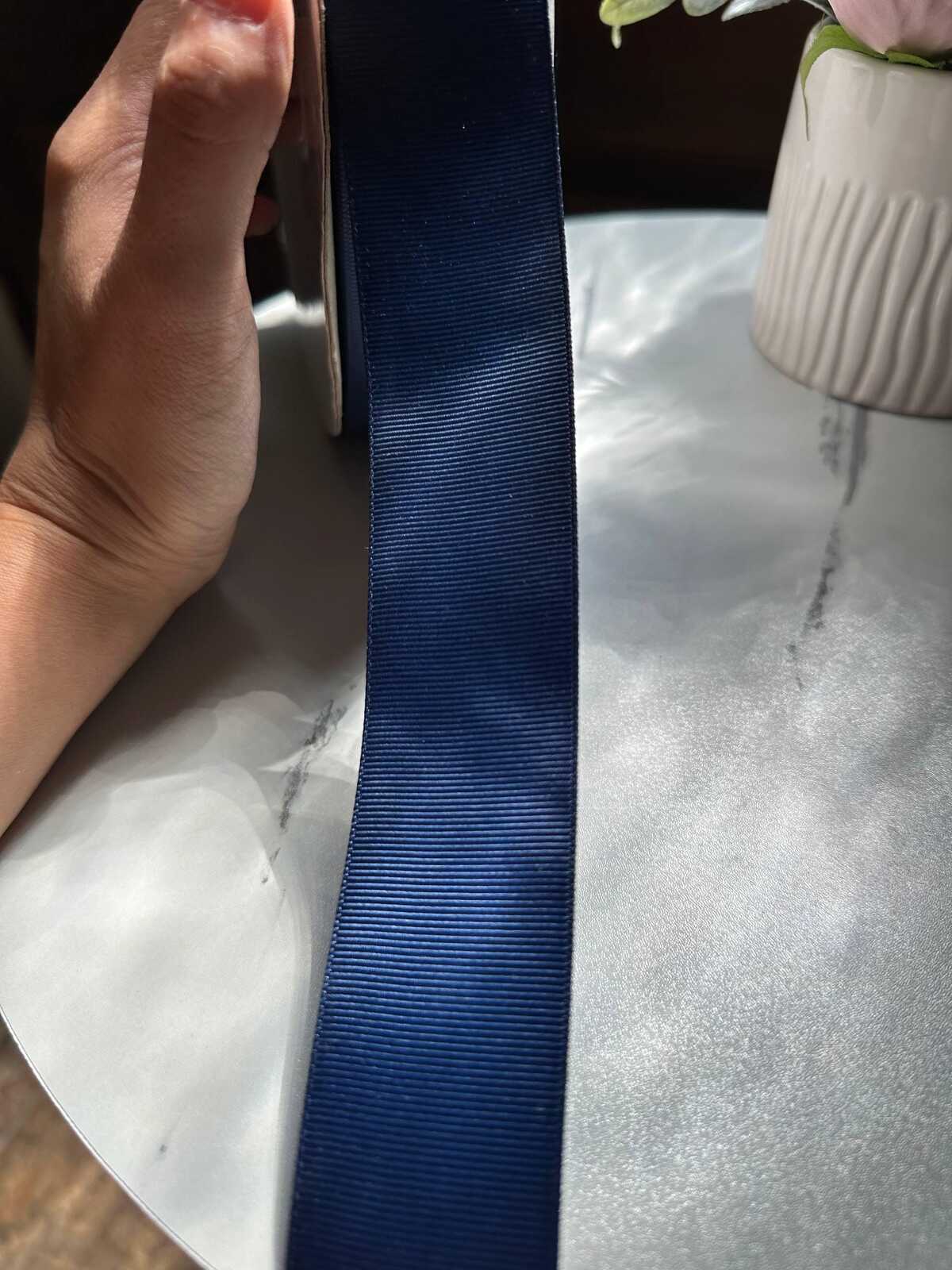 100yds Midnight Navy Blue Grosgrain Ribbon Bulk 100 Yards Roll, Solid Ribbed Fabric Ribbon for Hair Bows Gift Wrapping Crafts, 1.4" Width