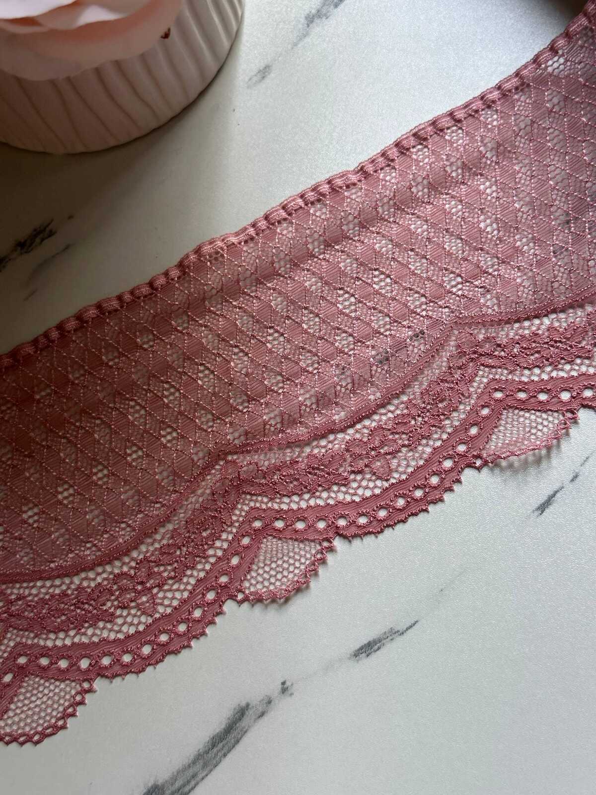 Dusty Rose Mesh Lace Trim, 4" Chevron Stretch, Bulk Clearance Coquette Y2K Lace, Lingerie Lace, DIY Sewing, Retail Wholesale