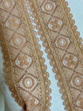 10yds 1.8" Gold Metallic Lace Champagne Stretch Elastic Galloon Scalloped Edge Geometric Ribbon for Lingerie Underwear Crafts Sewing