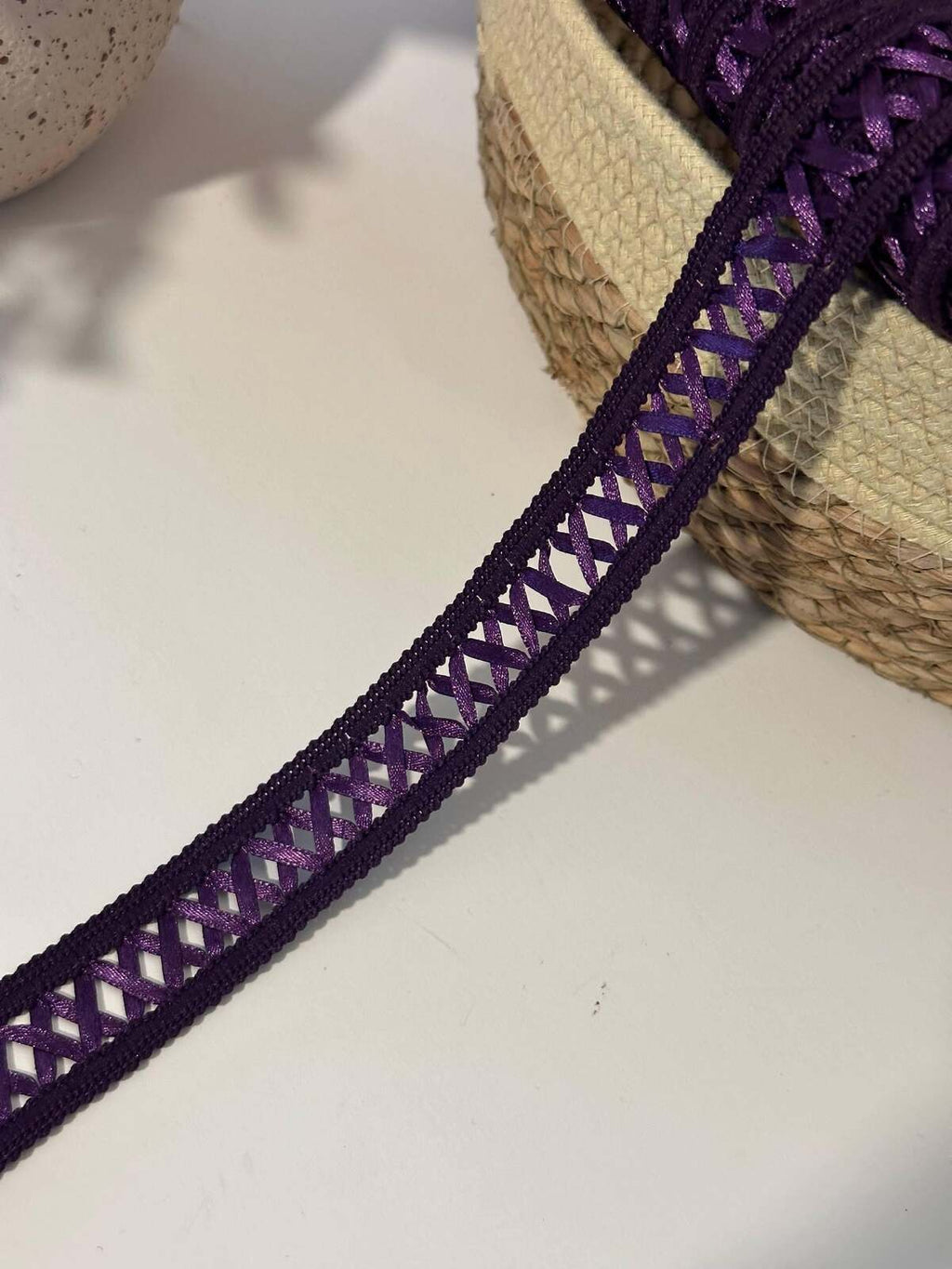 10Yds Non-Stretch 0.9" Dark Purple Woven Satin Ribbon Braid Trim,  Wholesale
