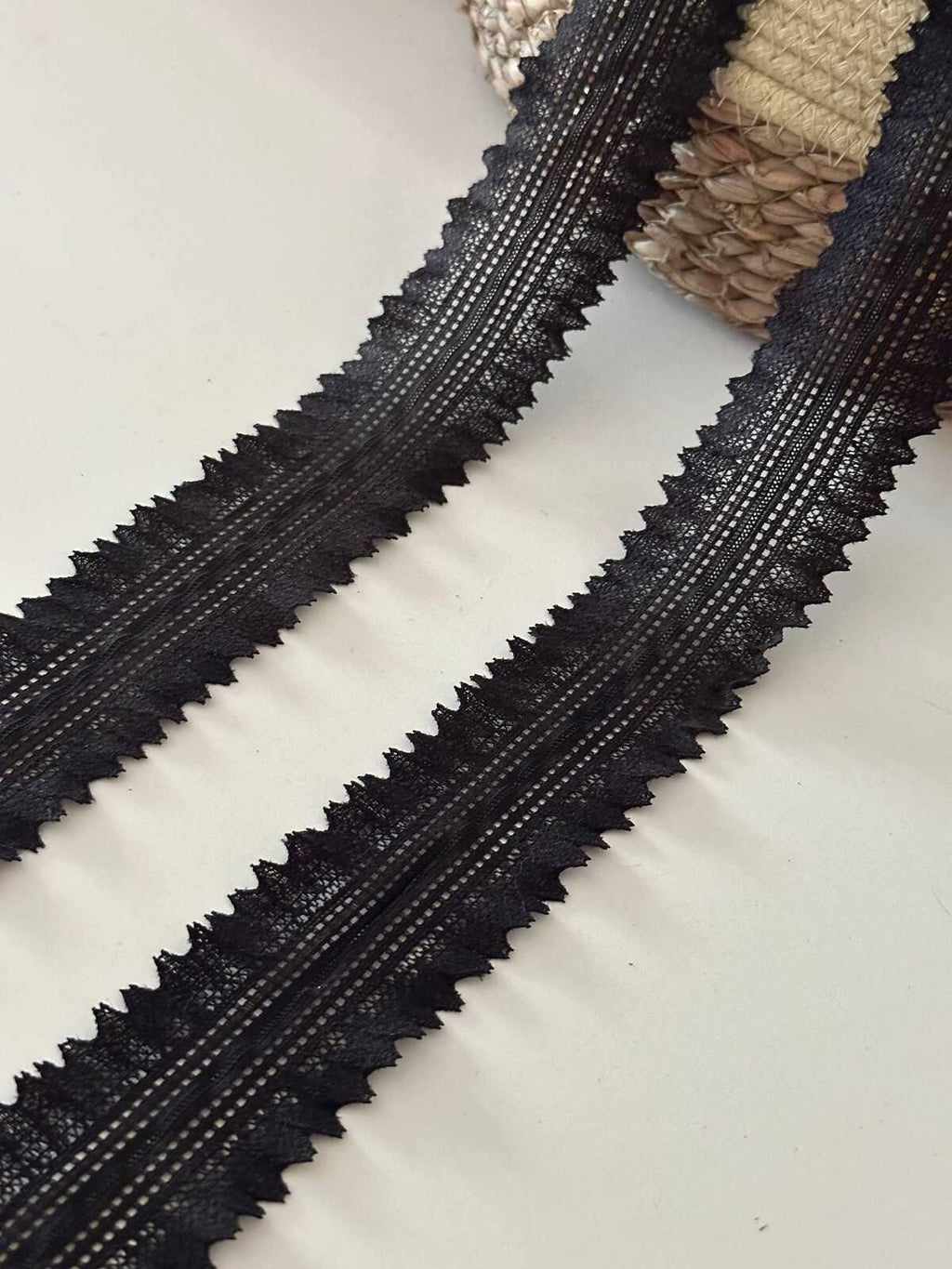 10yds Black Double Frill Stretch Lace, 1.5" Elastic Ribbon, Bulk Clearance Coquette Y2K Lace, Lingerie Lace, DIY Sewing, Retail Wholesale