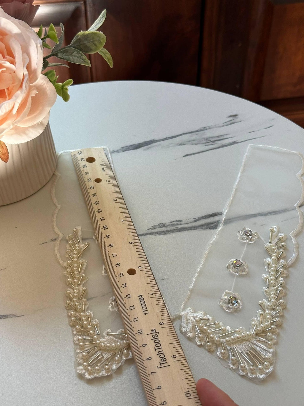 Hand Beaded Pearl Collar Applique, Rhinestone Organza Lace, Bulk Clearance Coquette Y2K Lace, Dress Collar, DIY Sewing, Retail Wholesale