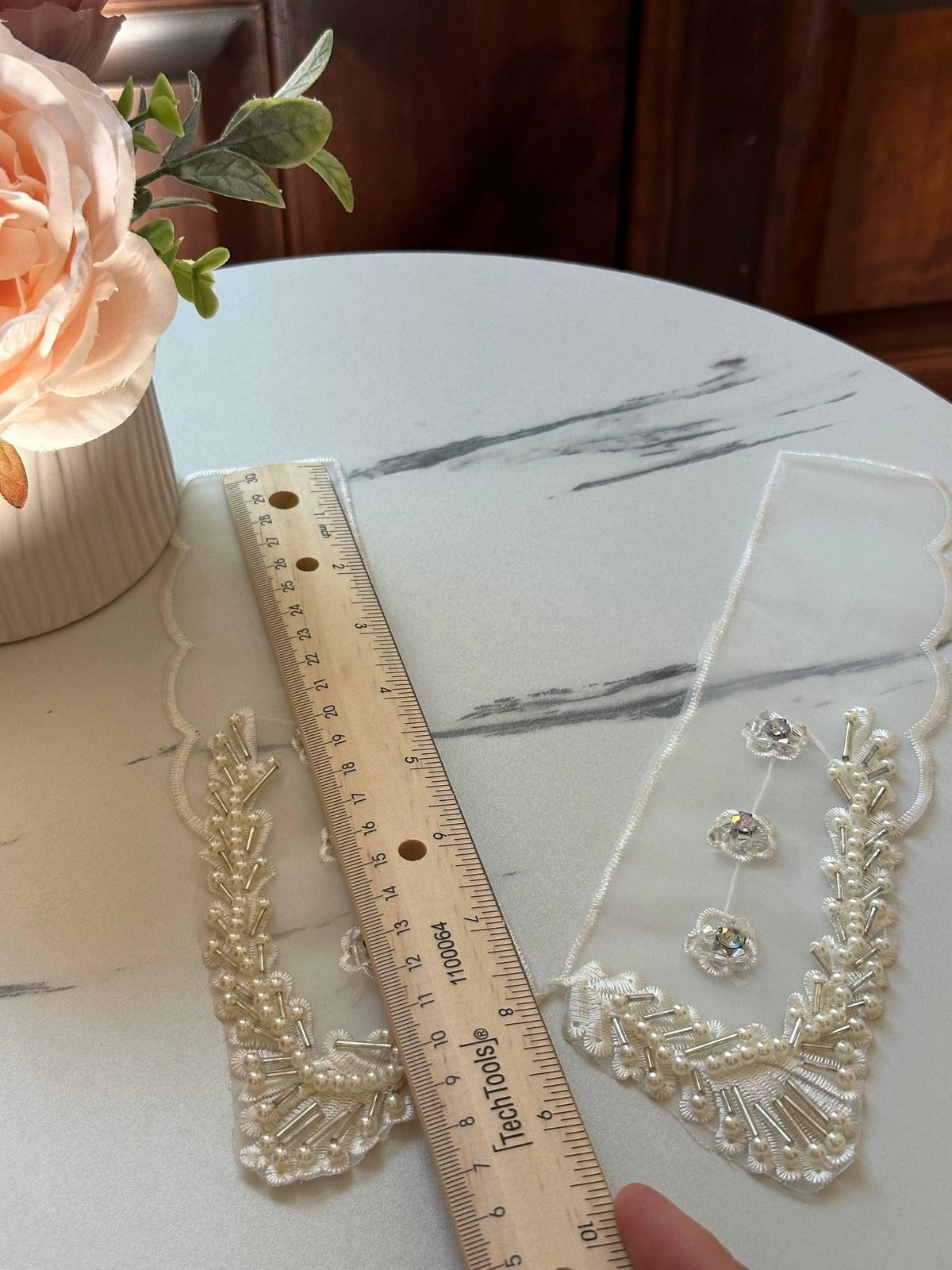 Hand Beaded Pearl Collar Applique, Rhinestone Organza Lace, Bulk Clearance Coquette Y2K Lace, Dress Collar, DIY Sewing, Retail Wholesale