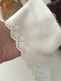 2Yds Non-Stretch 4" Off-White Cotton Eyelet Embroidered Lace Trim Wholesale