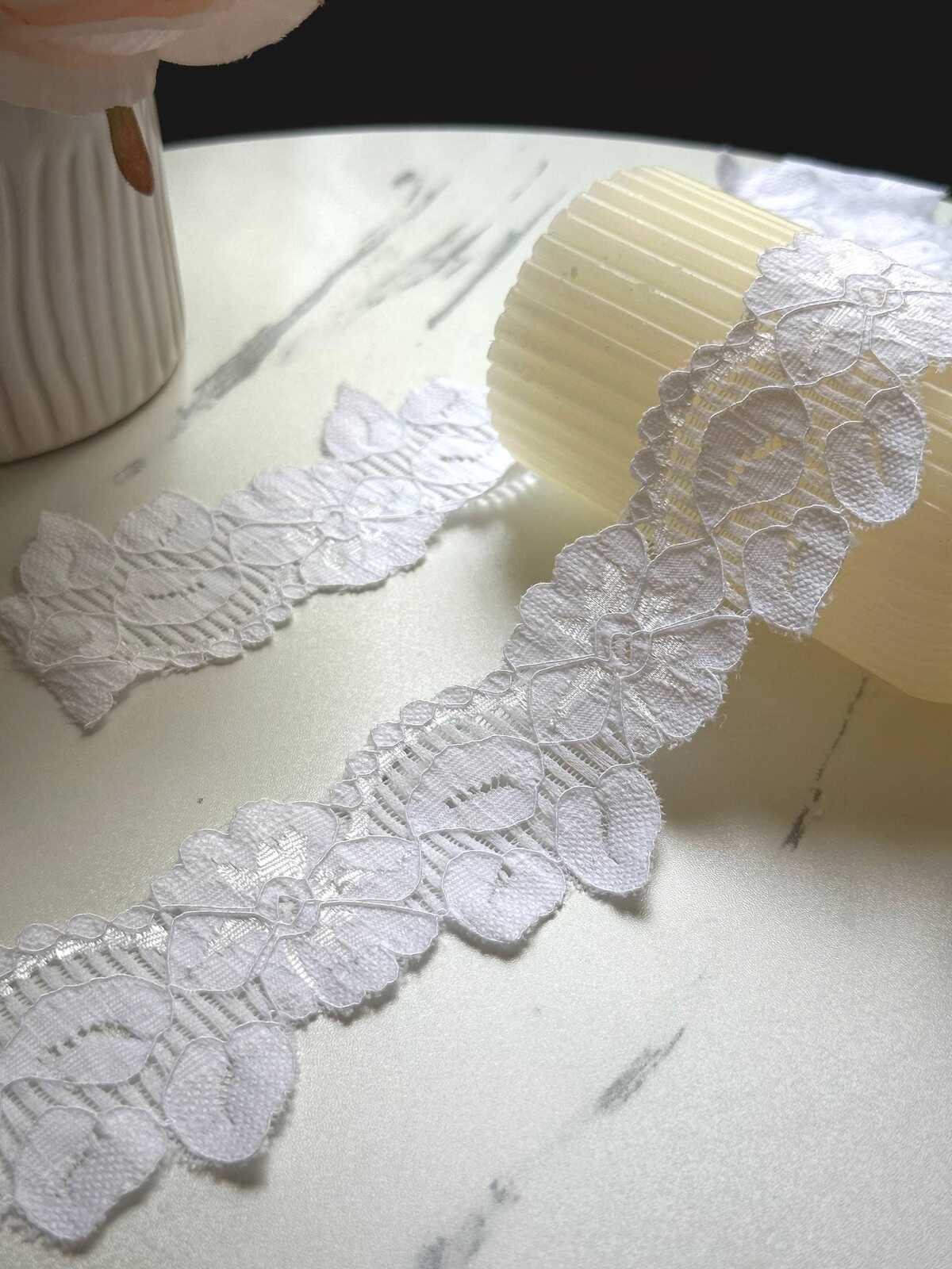 10yds White Floral Stretch Lace Trim, 2" Elastic Ribbon, Bulk Clearance Coquette Y2K Lace, Lingerie Lace, DIY Sewing, Retail Wholesale