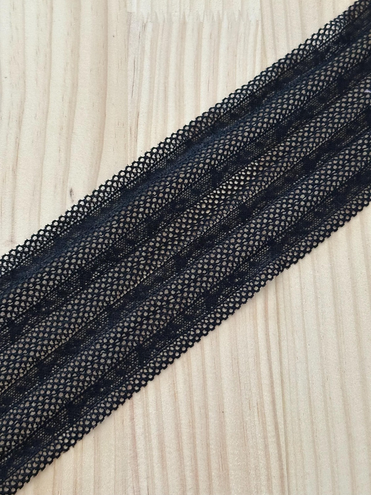 3Yds Stretch 3" Black Mesh Geometric Pattern Stretch Lace Trim, Wholesale