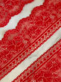 10yds 2.4" Watermelon Red Stretch Lace Trim  Insertion Beading Floral Ribbon Elastic Lace for Lingerie Underwear Garment Sewing by the Yard