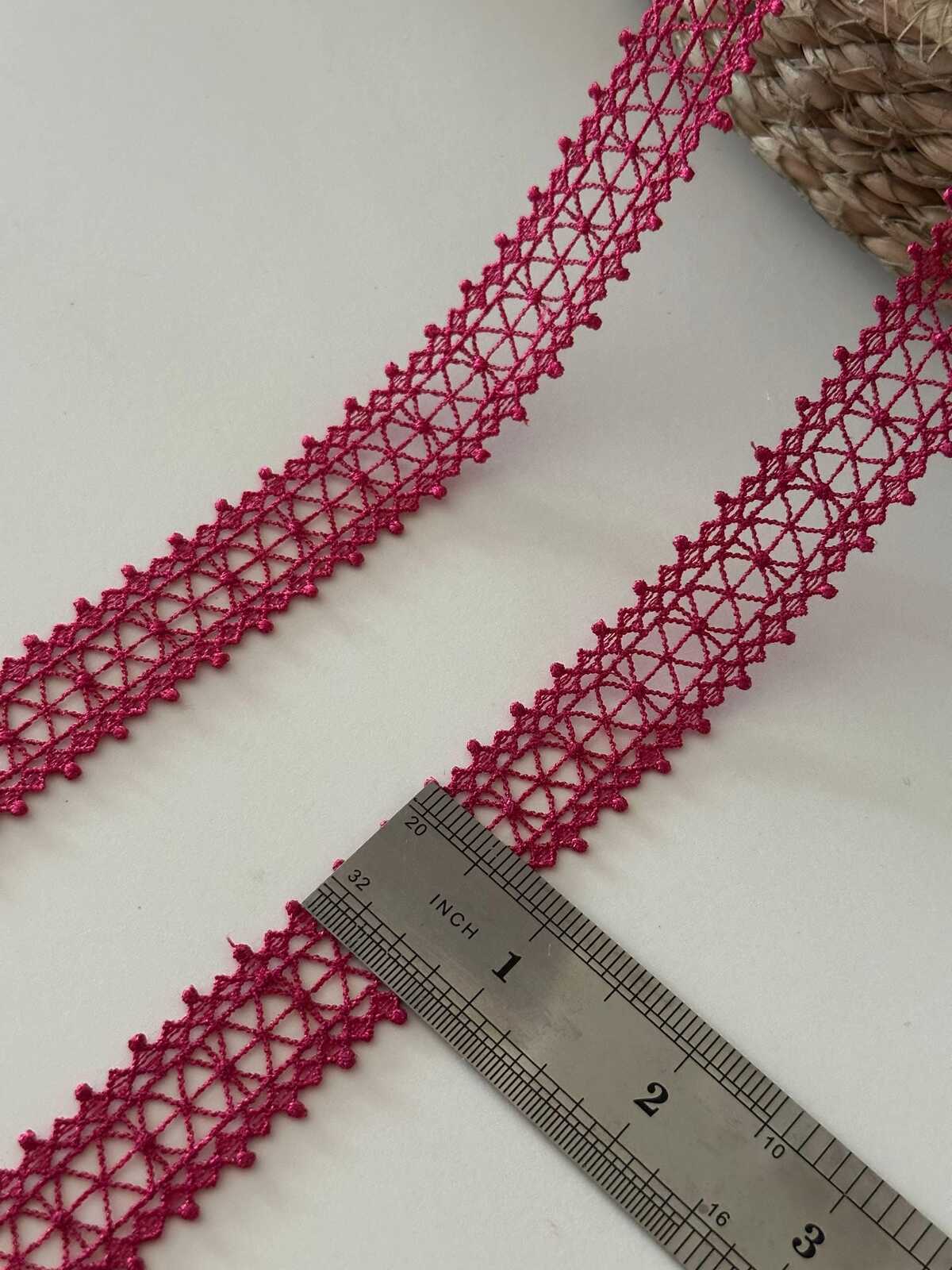 10yds Magenta Guipure Lace Trim, 0.75" Narrow Ribbon, Bulk Clearance Coquette Y2K Lace, Garment Trim, DIY Sewing, Retail Wholesale