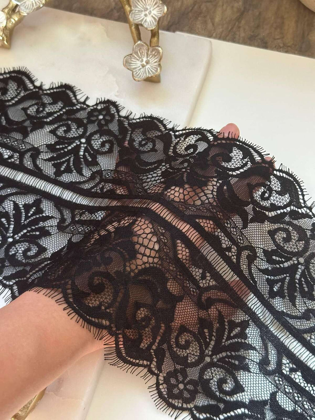 Black Eyelash Lace Trim, 3 Yards per Piece 7" Non-Stretch Lace, Bulk Clearance Coquette Y2K Lace, DIY Sewing, Retail Wholesale