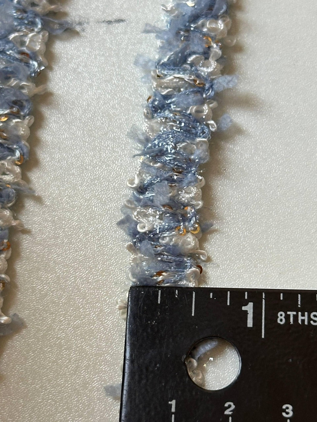 Dusty Blue Tweed Braided Trim by Yard, Bouclé Sequin Ribbon, Coquette Craft Supply, 0.5", Retail Wholesale Bulk