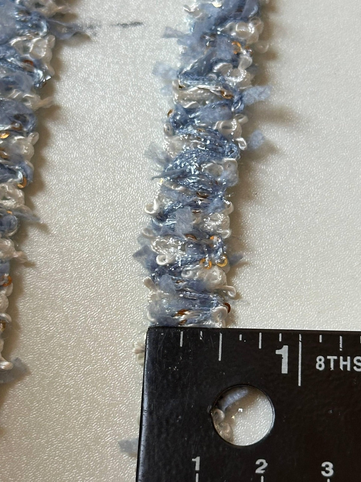 Dusty Blue Tweed Braided Trim by Yard, Bouclé Sequin Ribbon, Coquette Craft Supply, 0.5", Retail Wholesale Bulk