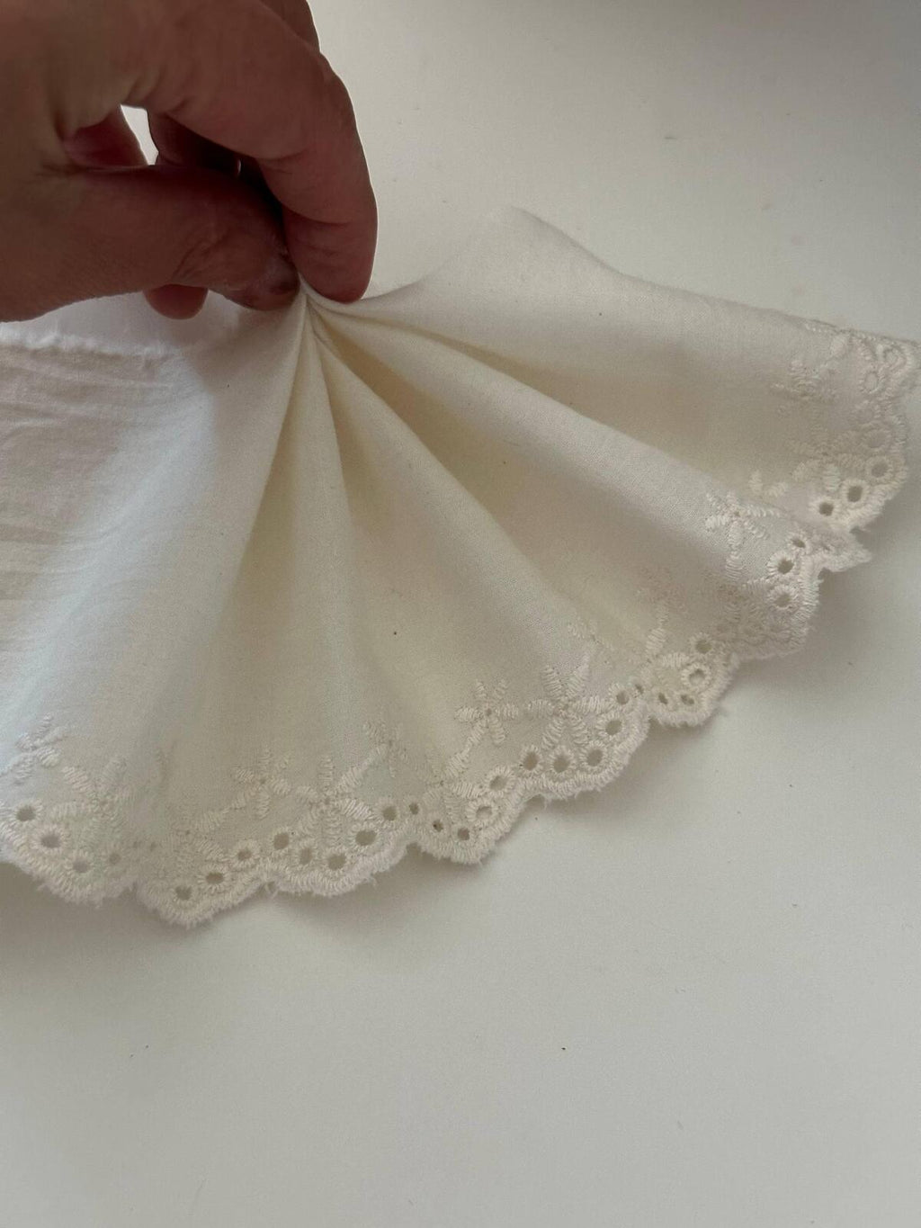 2Yds Non-Stretch 4" Off-White Cotton Eyelet Embroidered Lace Trim Wholesale