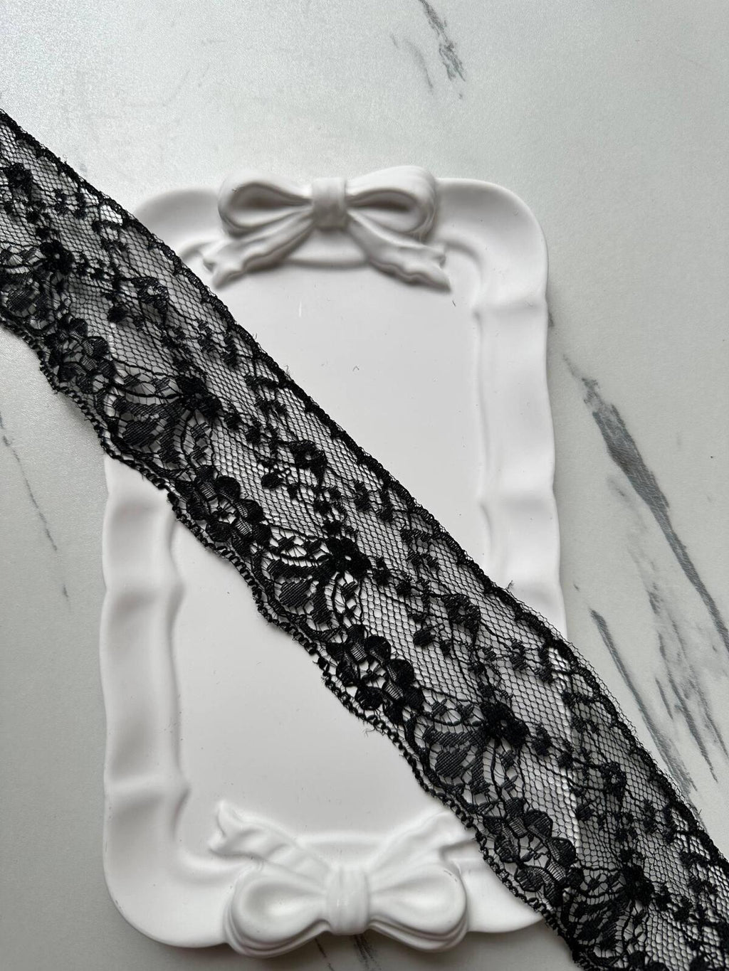 10yds Classic Onyx Black Floral Non Stretch Lace Trim Symmetrical Double Scalloped Galloon Ribbon for Gowns Blouses Crafts Sewing, 1.75"