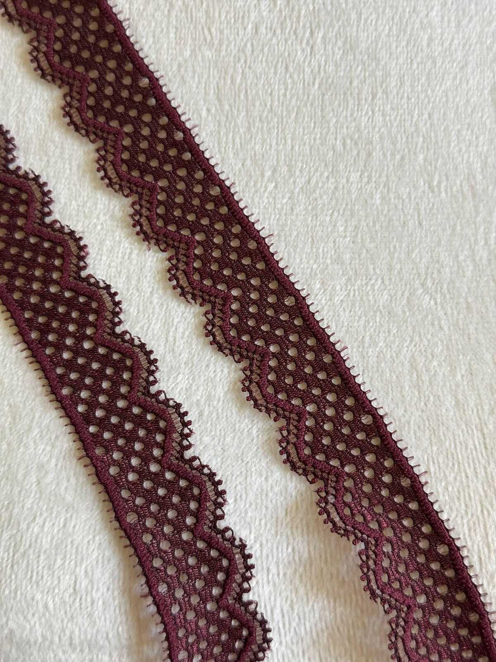 10yds  0.75" Burgundy Stretch Elastic Lace Trim Dainty Scalloped Edge Wine Ribbon for Lingerie  Crafts Sewing Retail Wholesale