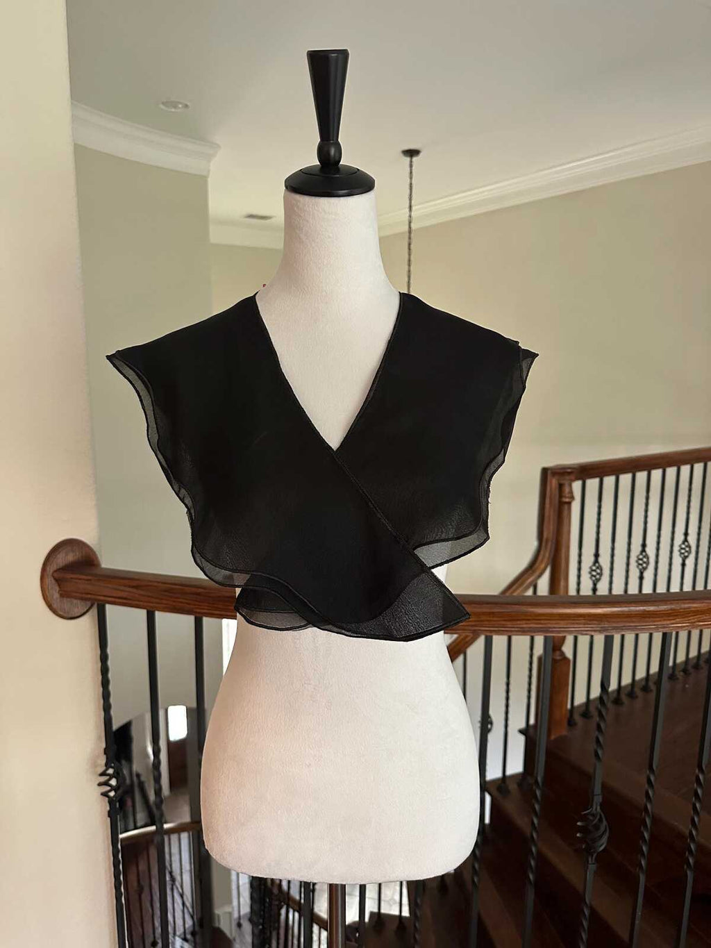 1Pc Black Chiffon Double Layer Ruffle Detachable Collar Shawl Wrap Wholesale