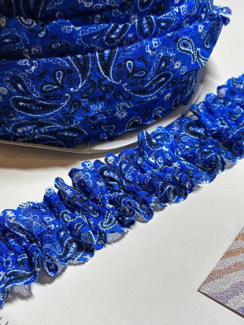 10yds 2" Royal Blue Stretch Elastic Lace Trim Soft Paisley Bandana Scalloped Edge Ribbon for Lingerie Crafts Sewing Retail Wholesale