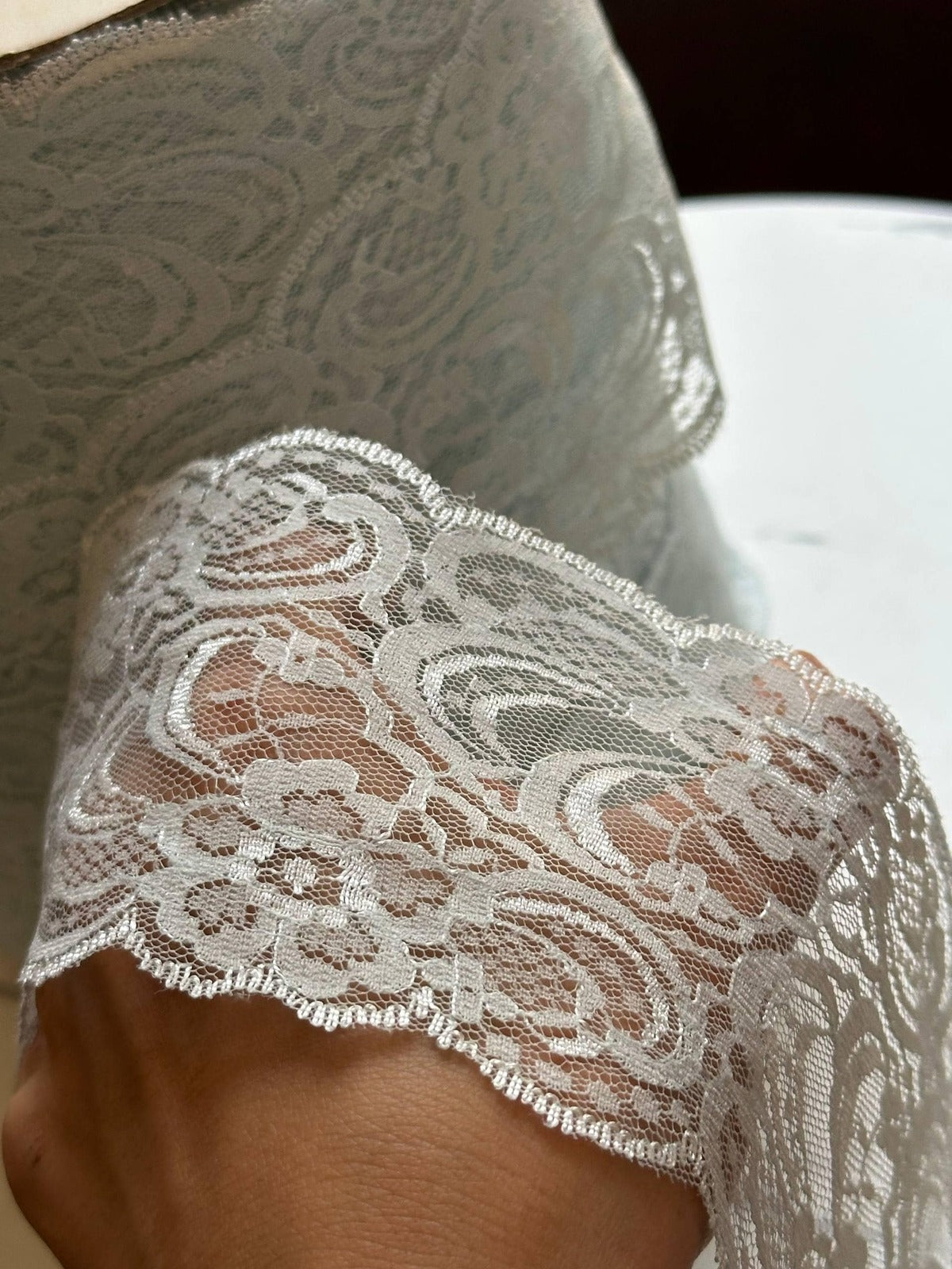 10yds Pale Ice Blue Floral Non Stretch Rigid Lace Trim by the Yard, Wide Scalloped Galloon Ribbon for Bridal Crafts, 3" Retail Wholesale